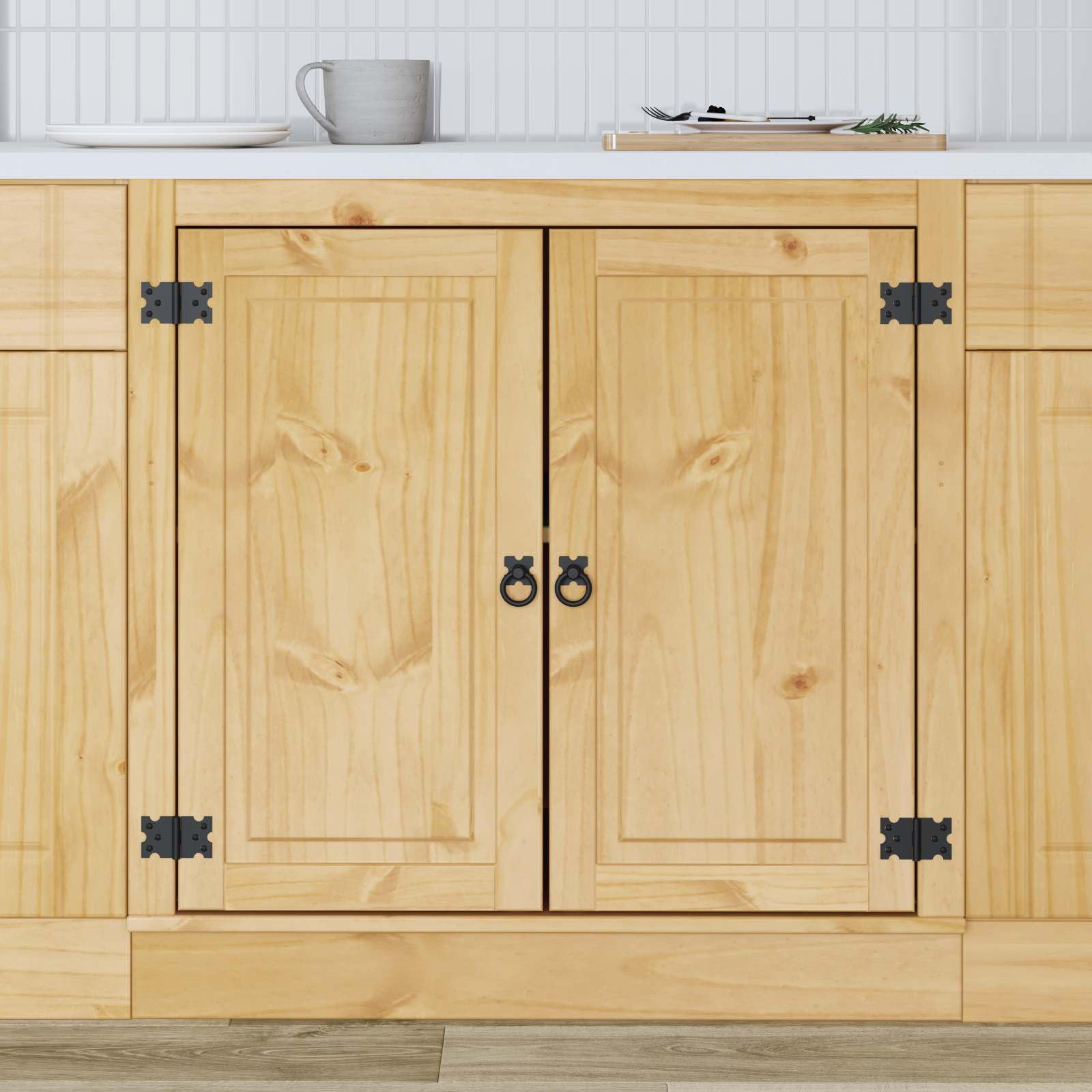 Küchenschrank Kiefer massiv Honigbraun 80 x 46 x 81,5 cm Modernes Design mit 2 Türen & 1 Regal Robuste Aufbewahrungslösung für Küche Esszimmer Flur