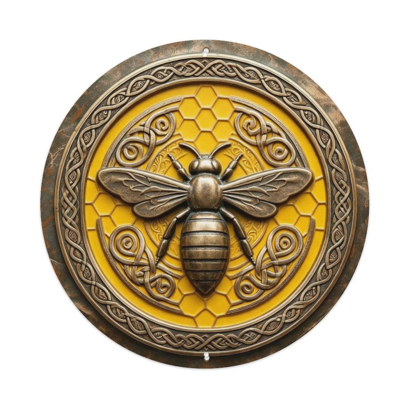 Honey Bee with Honeycomb Farmhouse Metal Tin Sign Plaque