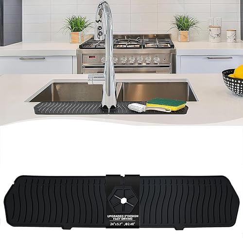 Aynuma Protector contra salpicaduras para grifo de cocina, 24 x 5.6 pulgadas, alfombrilla de silicona mejorada para recogedor de agua, almohadilla