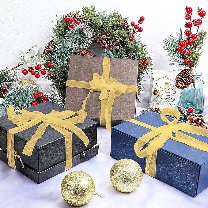 5/8 Inch Organza Ribbon - 25 Yard Satin Edge Craft Ribbon In Old Gold