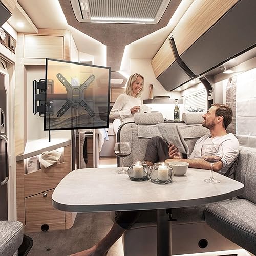 Miniatura 7 de Perlegear Soporte de TV RV con cerradura para televisores de 13 a 42 pulgadas de hasta 44 libras, soporte de pared para TV RV de movimiento completo