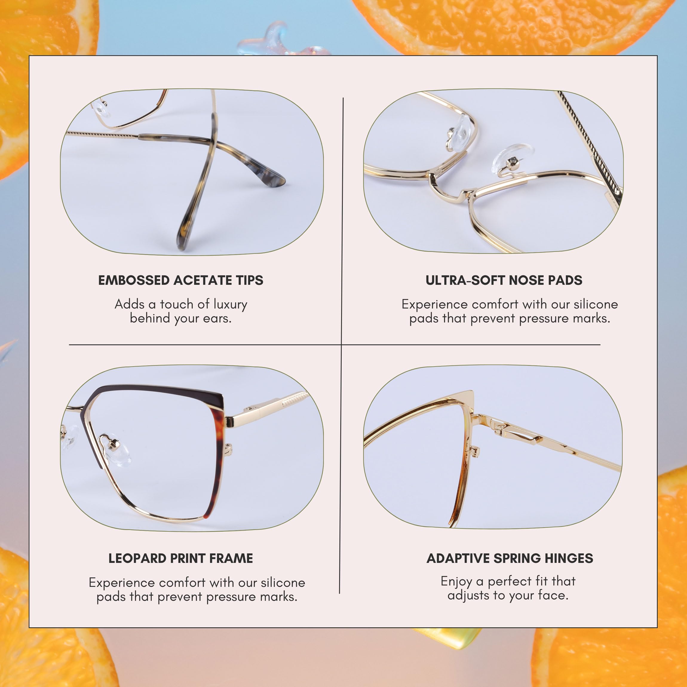 Gafas Blue Blockers para mujer, gafas antiluz azul de gran tamaño – estampado de leopardo elegante, comodidad y protección de los ojos, marrón