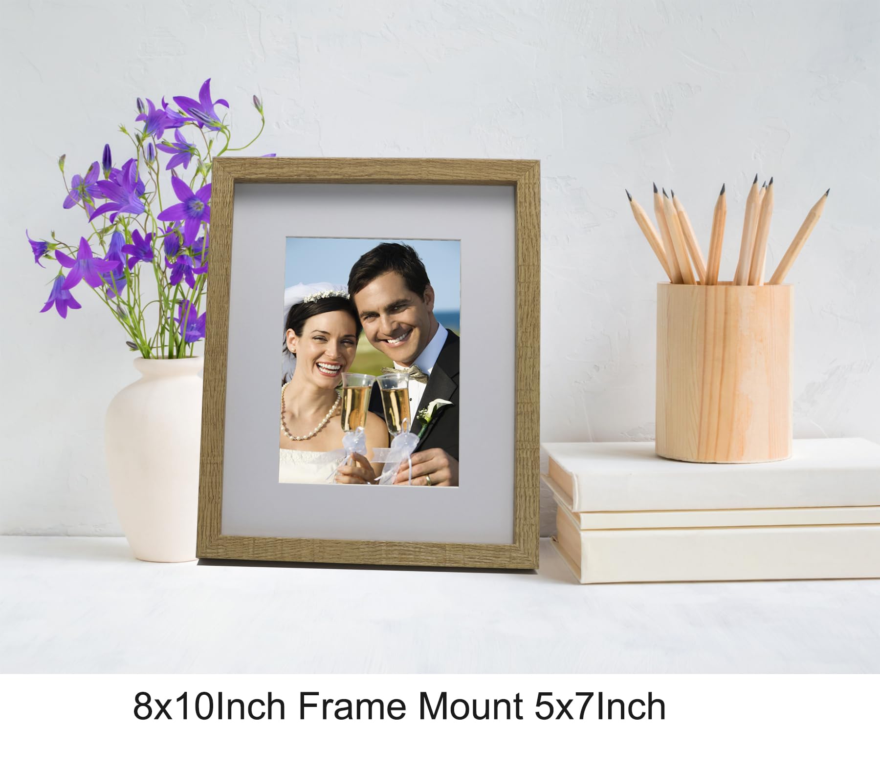 8x10'' Wooden Picture Frame Set of 3 with Acid Free Mount for 5x7'',8x10'' Gallery Wooden Photo Frames,5x7'' Boxed Picture Frame for Tabletop and Wall Mounting - Image 2