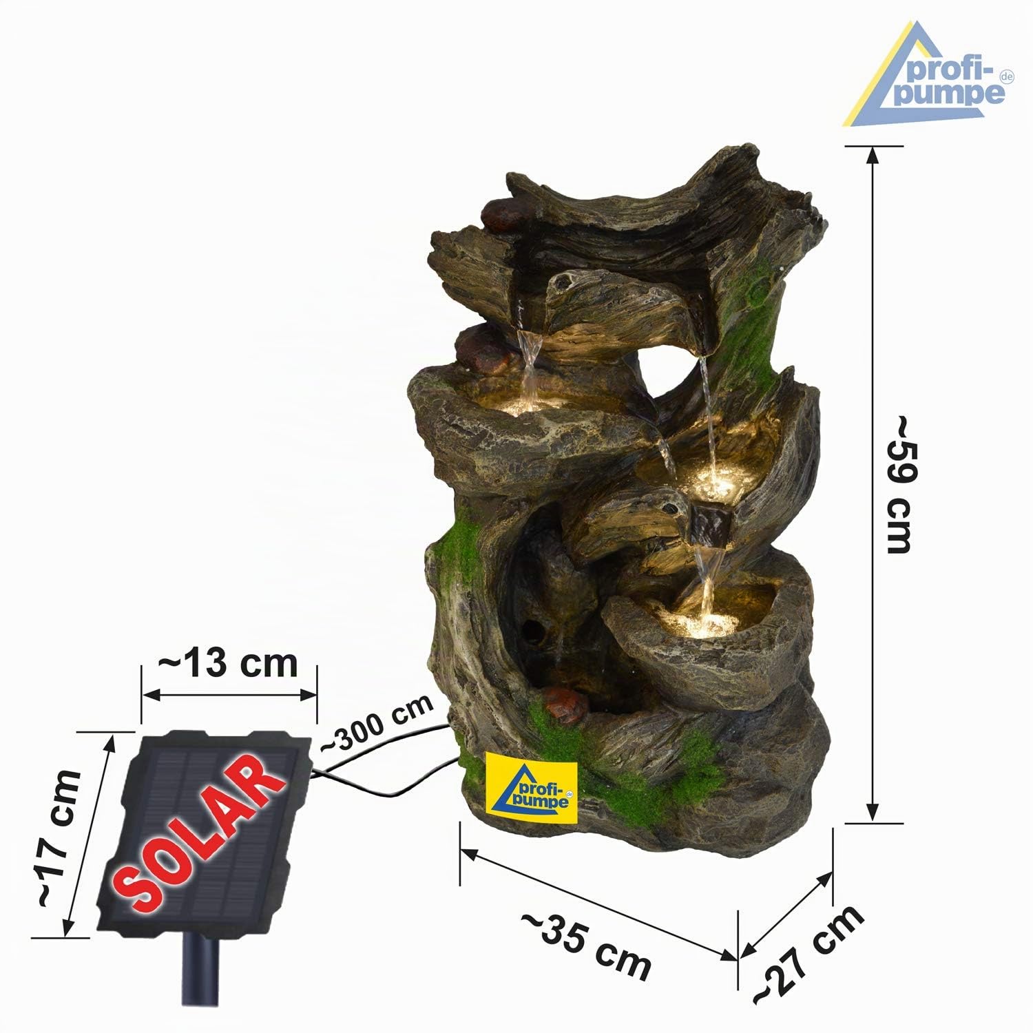 Fontaine de Jardin Solaire « Forêt enchantée » avec éclairage LED