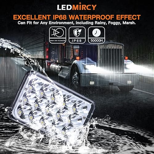 Miniatura 10 de Luces LED rectangulares de 5 x 7 pulgadas, 2 unidades, 90 W, haz cuadrado de 7 x 6 pulgadas, luz para Jeep Cherokee todoterreno camión H6054 H5054