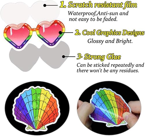 Miniatura 10 de Calcomanías impermeables para niñas. Calcomanías VSCO para botellas de agua y termos. Paquete de 100 unidades de lindas calcomanías para botellas de