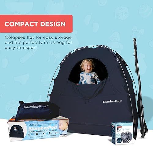 Miniatura 9 de SlumberPod Tienda de campaña opaca oficial para empacar y jugar, mini cunas y cunas de viaje, cubierta opaca para cuna, cápsulas de dormir para