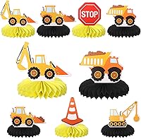 Vista 1 de 6 piezas de construcción de panal de abeja, centro de mesa, letrero de parada, camión volquete, excavadora, tractor, centros de mesa para tema