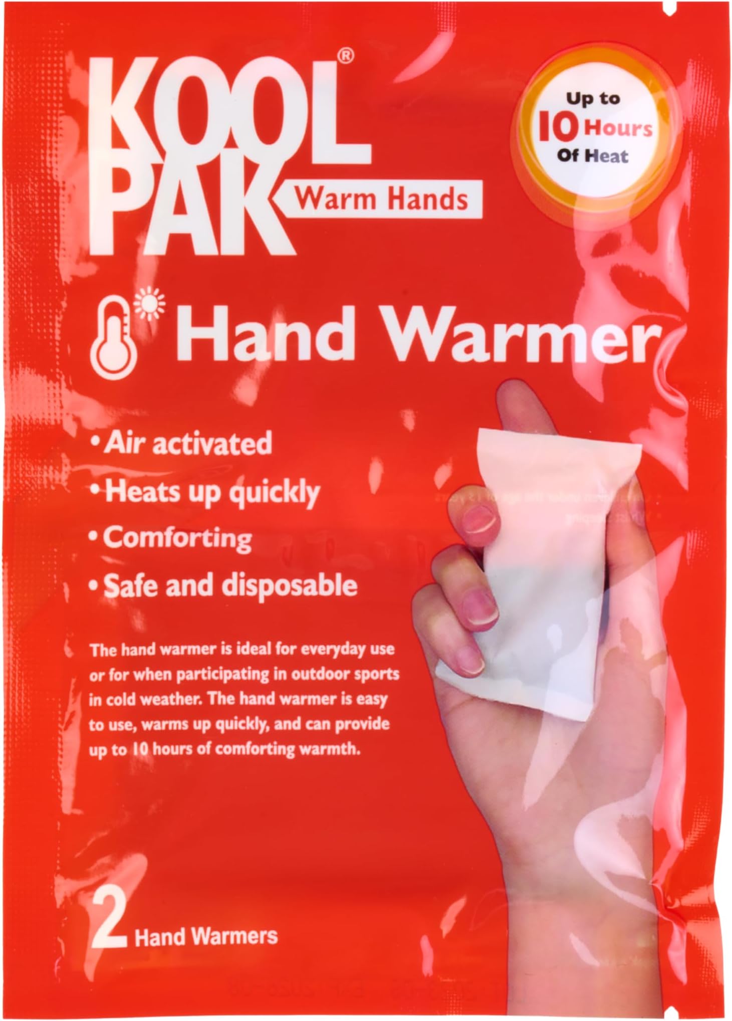 Koolpak Hand Warmers – Up to 10 Hours of Warmth – Disposable Air Activated Hand Warmers – Ideal for Cold Weather, Outdoor Sports, Camping, Hiking & Travel – Pocket Glove Heat Warmer for Men & Women