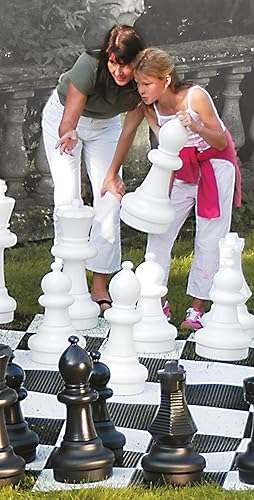 Miniatura 4 de Juego completo de piezas gigantes de ajedrez con Rey de 25 pulgadas de alto en blanco y negro.