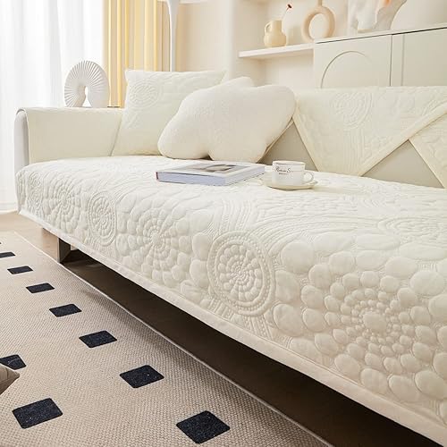 vctops Fundas acolchadas con bordado circular bohemio para sofá, funda antideslizante para sofá seccional, funda de sofá de felpa súper suave,