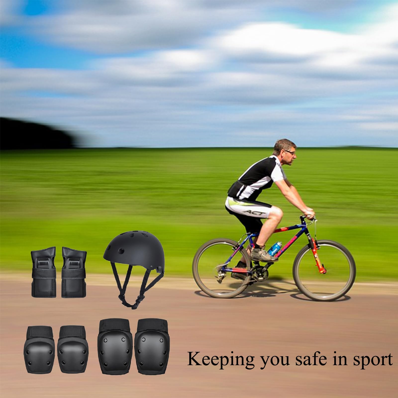 Ginocchiere E Gomitiere Per Bambini, Set Di Protezioni 6 In 1, Regolabili, Per Bambini, Con Borsa A Rete, Per Skateboard, Pattinaggio, Ciclismo E Multi- Sport All'aperto (nero, M