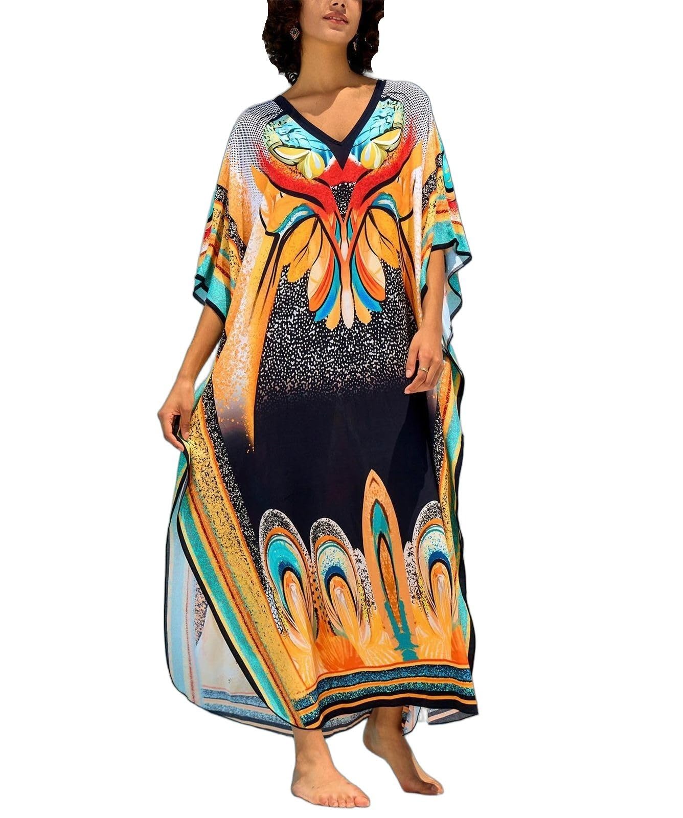NFVNKJ Women's Plus Size Beach Lounge Kaftan Maxi Dress Swimsuit Coverup for Women