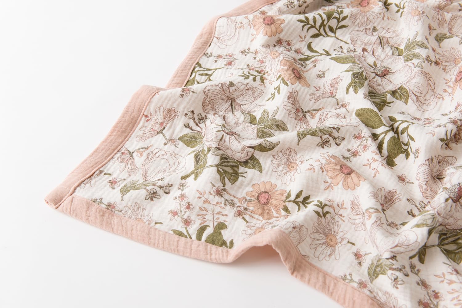 Little Jump 2 Layers Muslin Cotton Baby Blankets - Vintage Floral Toddler Quilt Crib Blanket - Gender Neutral Crib Blanket for Baby Boys and Girls 47"x 47" (Vintage Blossom) - Image 9