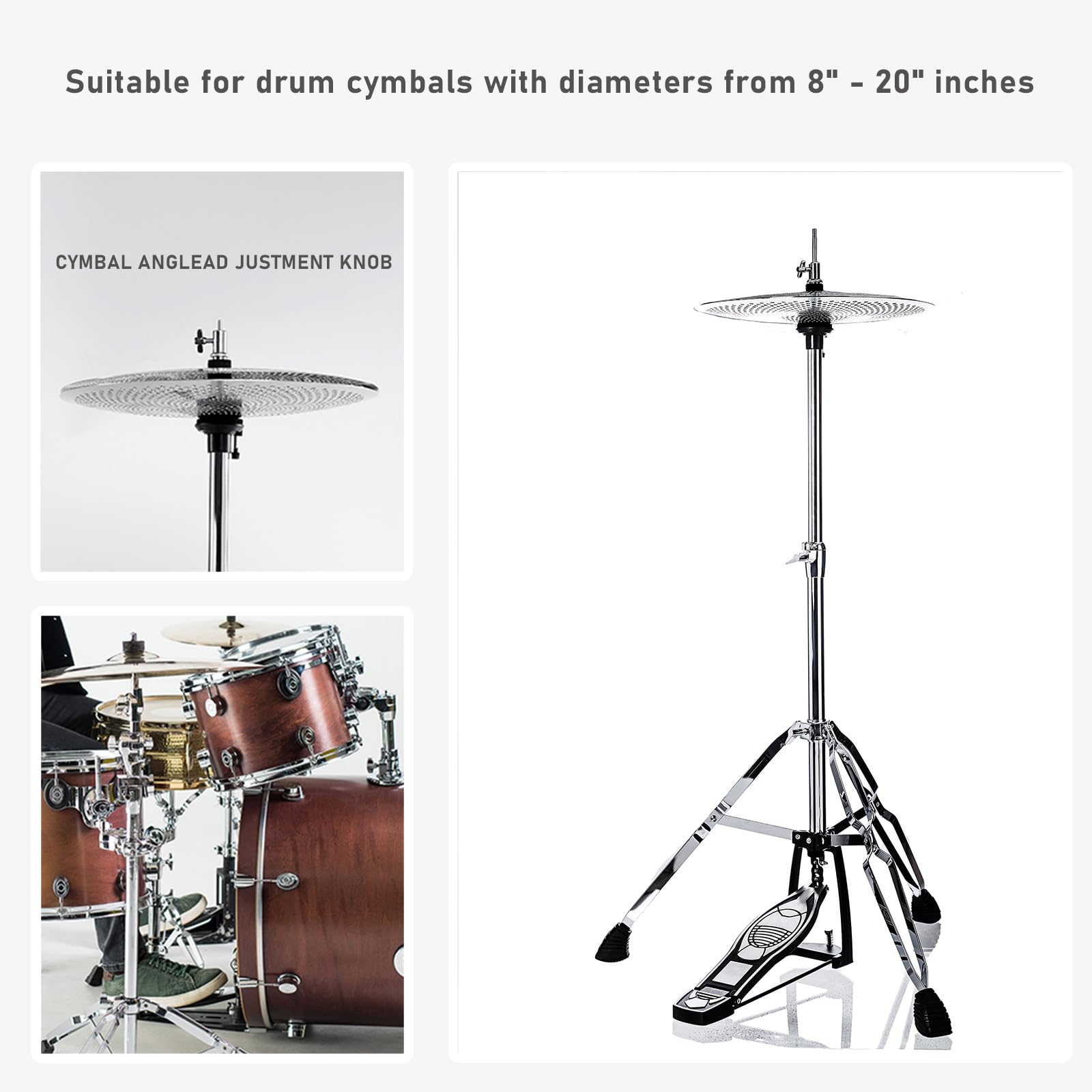 Vaisoeny Hi Hat Stand,Three Legs Hi-hat stand,Adjustable Height 23.6" to 39.3" - Image 2