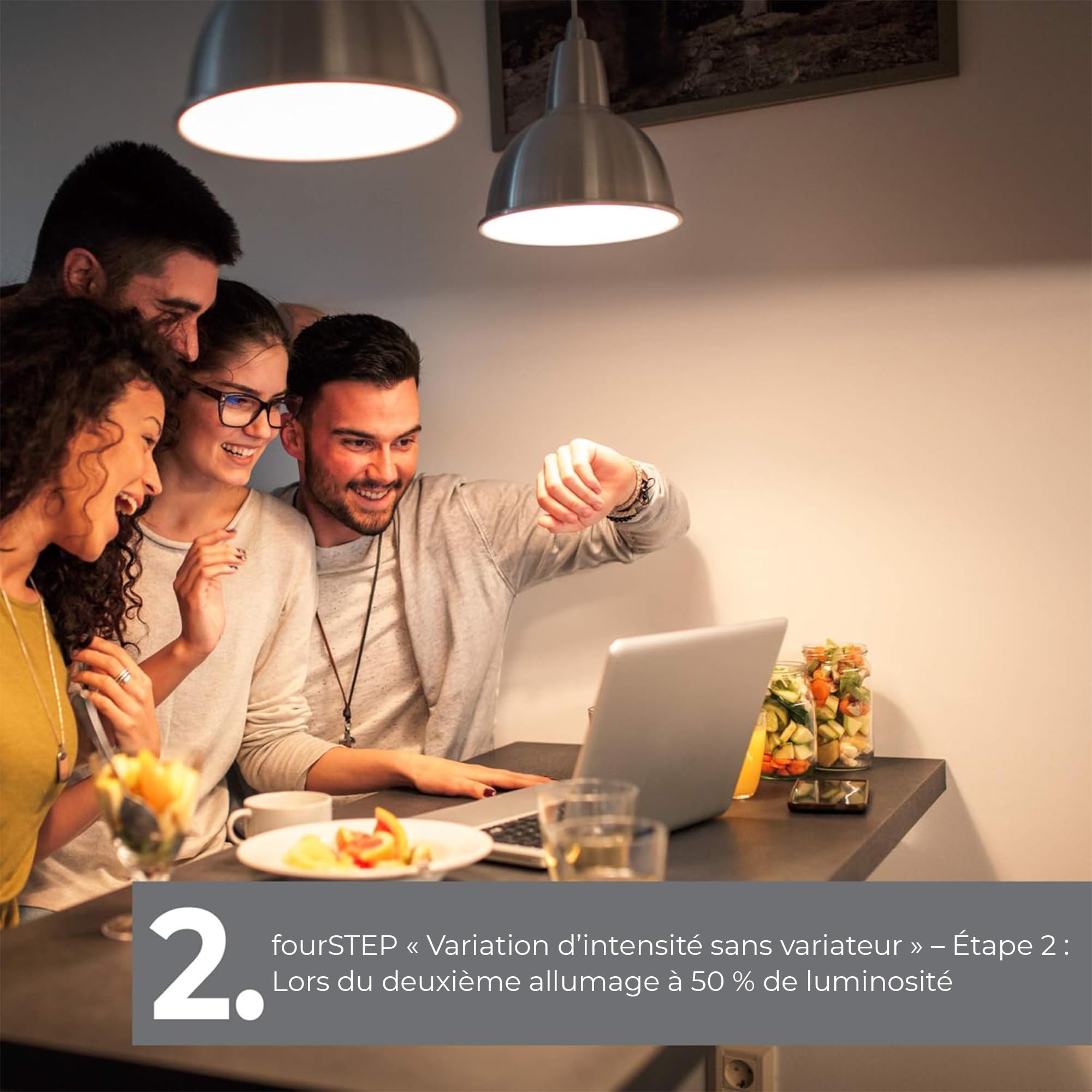 SSC-LUXon fourSTEP GU10 - lot de 10 ampoules LED 4W 4000K blanc neutre | Se remplace en un geste, sans outil ni application, pour un confort lumineux immédiat et des économies d'énergie durables.