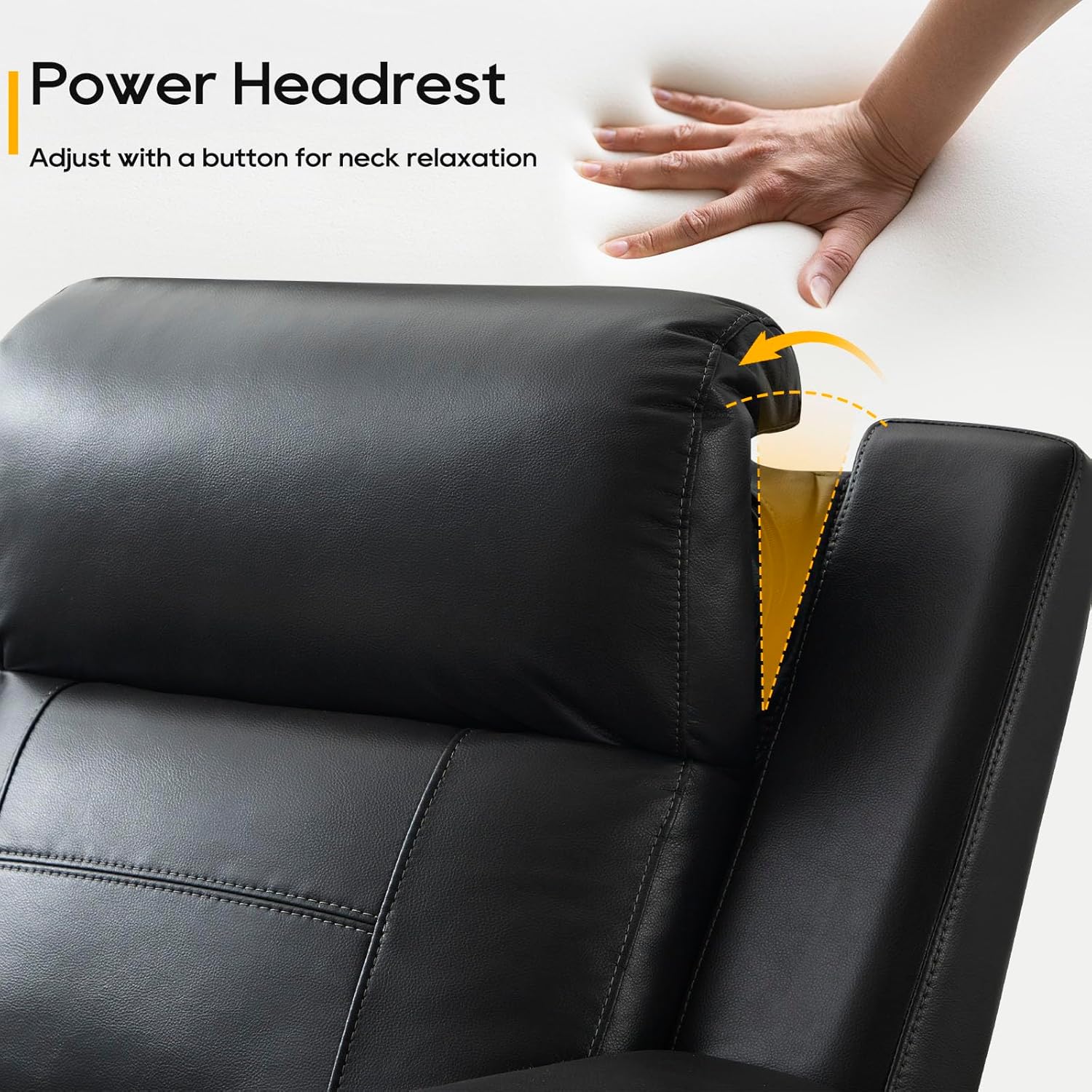 Power Recliner Sofa, Home Theater Seating with Adjustable Headrest, Blue LED Lighting, Reclining Loveseat, Flip-Up Backrest Storage, Multi-Port Charger, Cup Holder, USB