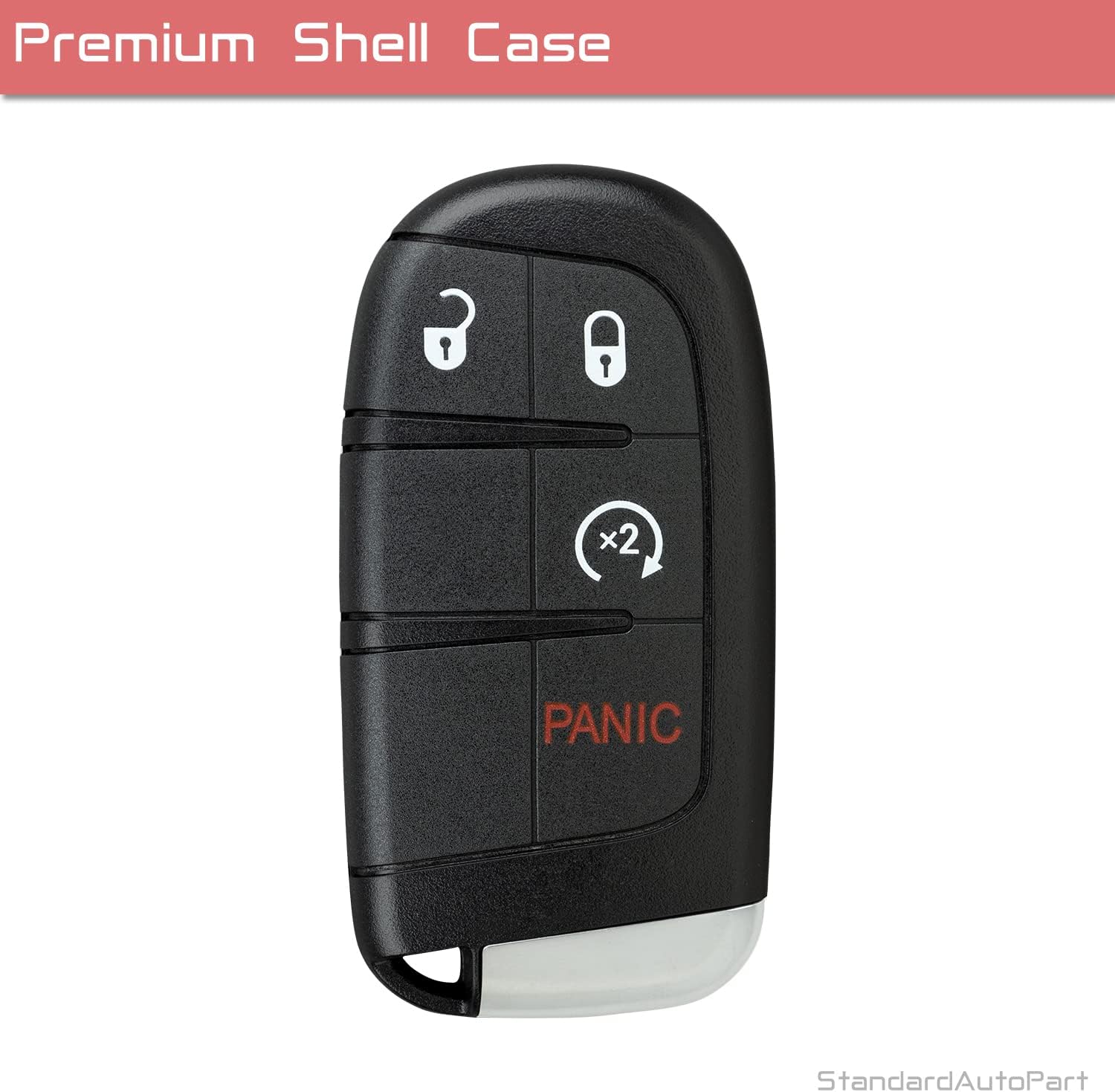 StandardAutoPart Replacement Keyless Entry Smart Key fob Shell Case for Journey Durango Compass M3N40821302 68066350AB M3N-40821302 (4 Button Start)