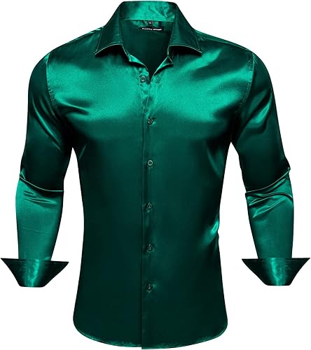 Miniatura 4 de Barry.Wang Camisas de vestir sólidas de manga larga para hombre, camisa formal, cuello alfiler, multicolor, negocios, casual, camisas con botones