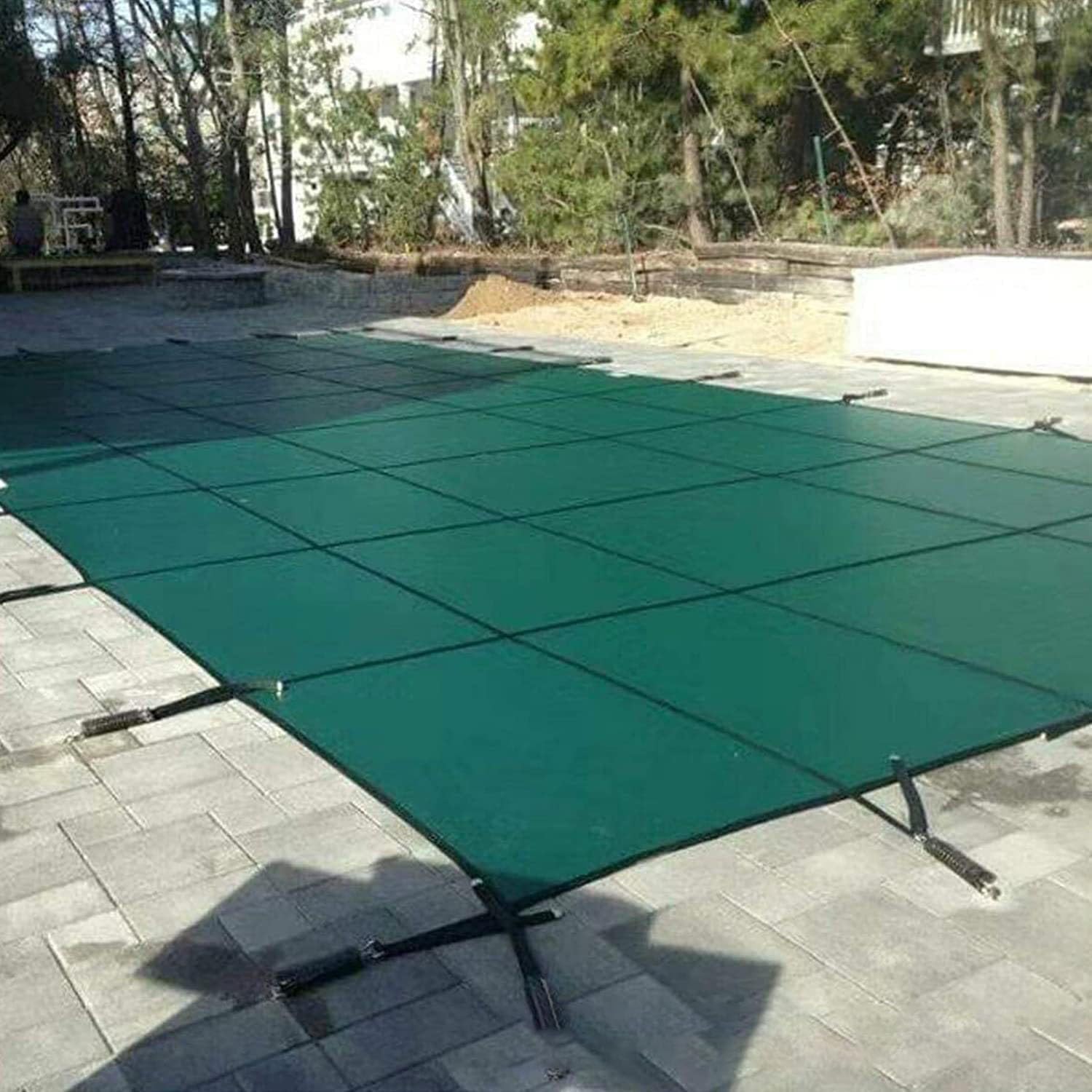 Poolabdeckung, strapazierfähige Winterpoolabdeckungen aus Polypropylen (16/18/24/26/30/33 Fuß) – Sicherheitsplane mit Befestigungsmaterial für eingelassene Pools, Terrassen und Patios, Laubs