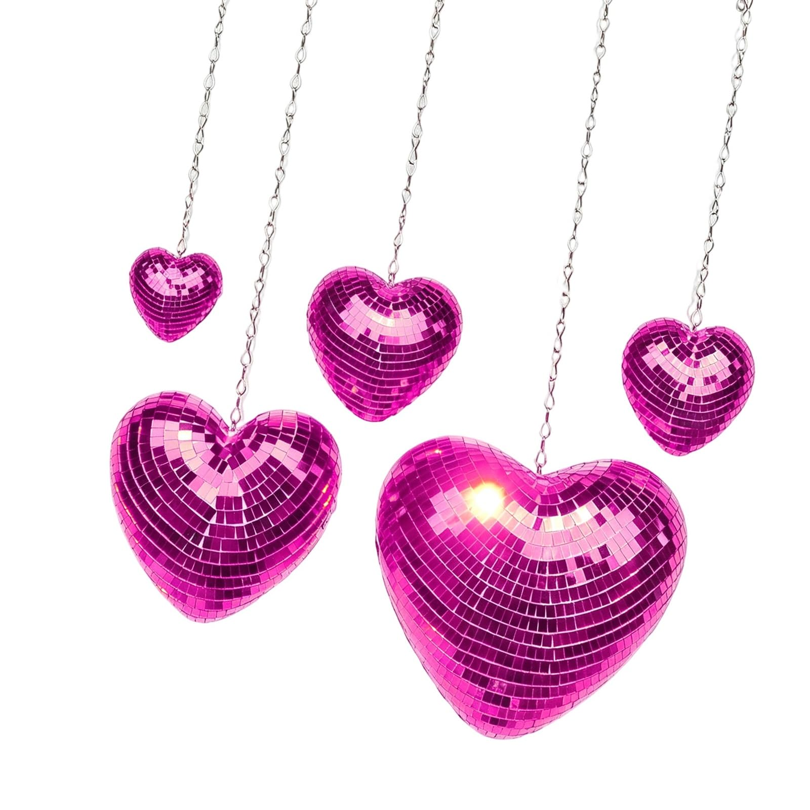 Juego de adornos de corazón inspirados, decoración de metal con espejo, 5 piezas de exhibición en para habitación, foto, telón de fondo, estilo colgante, bola de espejo, decoración de bola de de
