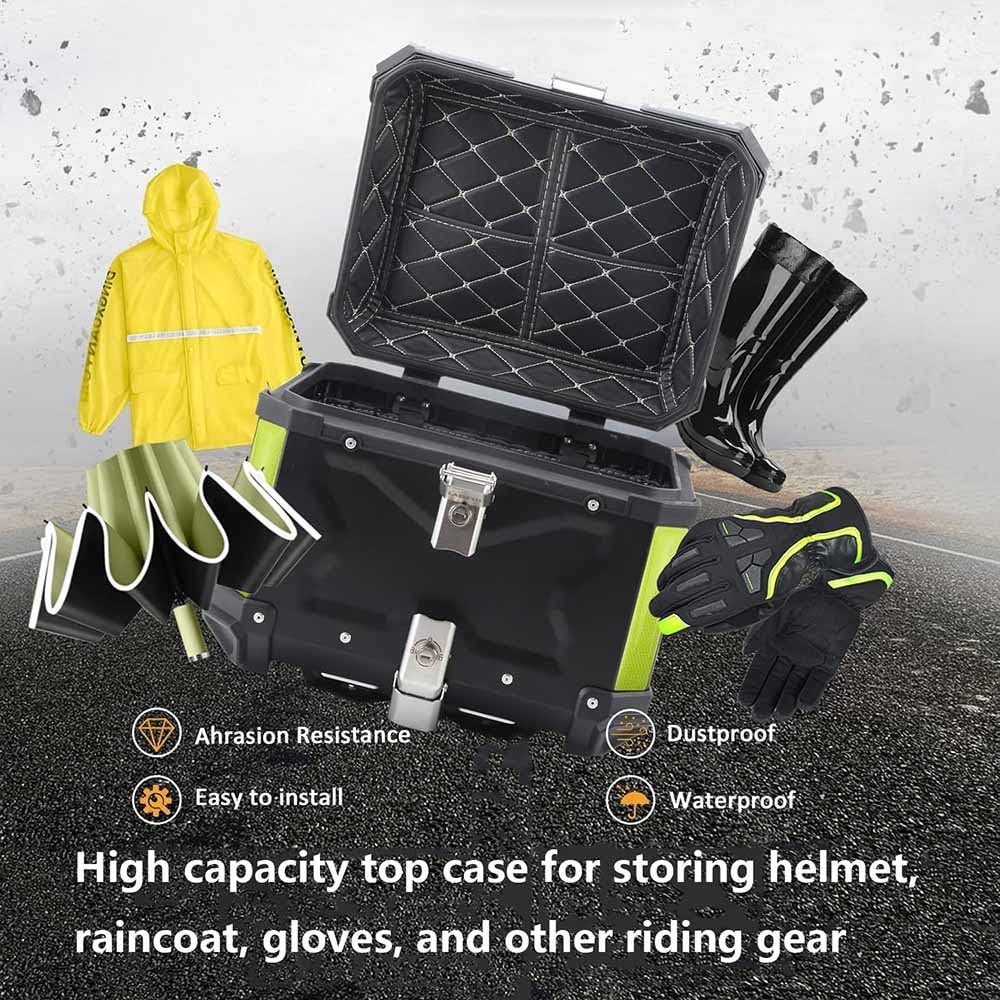 Baúl Superior de Aluminio para Motocicleta, 36 L, 45 L, 55 L, Caja Trasera para Motocicleta, Almacenamiento para Maletero con Cerradura de Seguridad, Caja Superior Impermeable para motocicle
