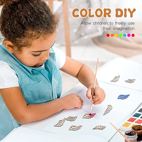 Miniatura 3 de 80 piezas de alas de ángel de madera recortadas alas de ángel rebanadas de madera sin acabar de madera DIY manualidades alas adornos de madera