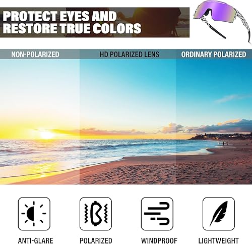 Miniatura 5 de Gafas de sol polarizadas deportivas para hombres y mujeres, UV400, gafas de ciclismo resistentes al viento, para conducir, correr, golf