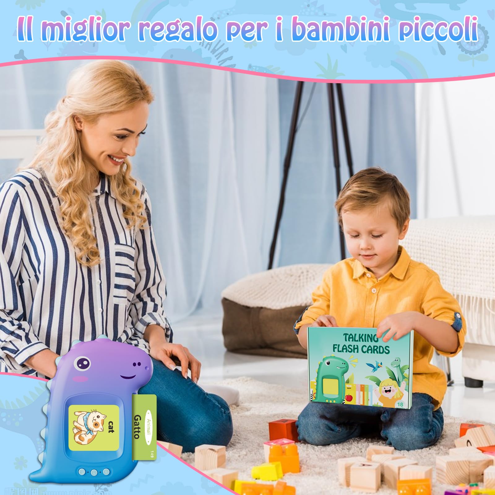 Talking Flash Cards Flashcards Parlanti Giocattoli Montessori, Electight Macchina per Schede Educazione Prescolare per Bambini 2+Anni, lmparare a Parlare, Giocattolo Educativo,Compleanno (Viola)