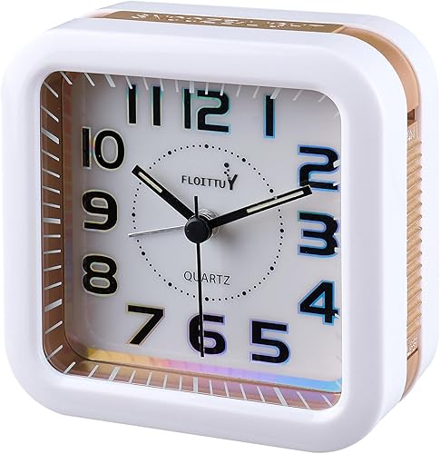 Snooze - Elegante reloj despertador silencioso sin tictac, iluminado bajo demanda y funciona con pilas, sonidos de pitido gradual, fácil de