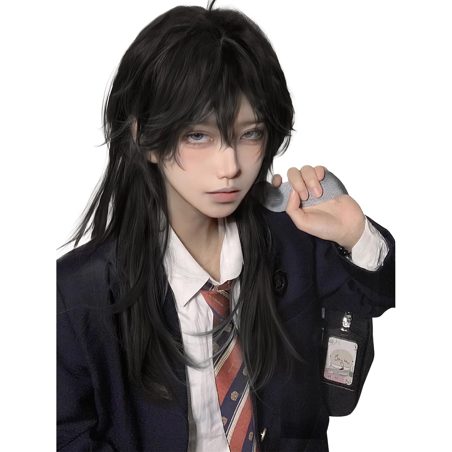 Amazon.co.jp: Sofeiyan ウィッグ メンズ ロングウルフ ハイライト