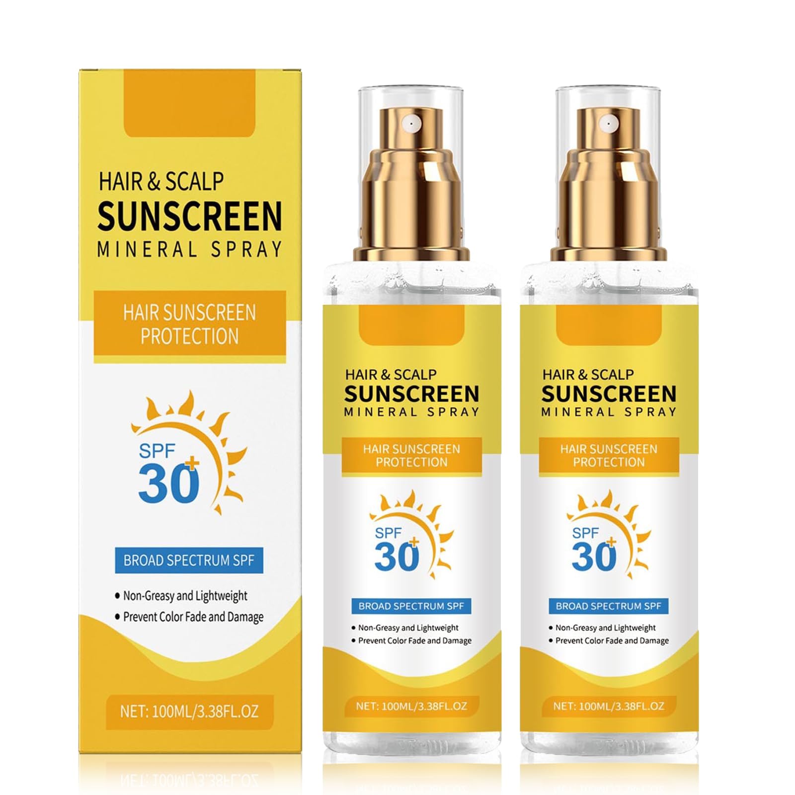 Hair & Scalp Sunscreen Spray SPF 30 | Color-Safe UV Blocker for Dyed/Highlighted Hair | Weightless Non-Greasy Protection | Beach & Pool Essentials |
