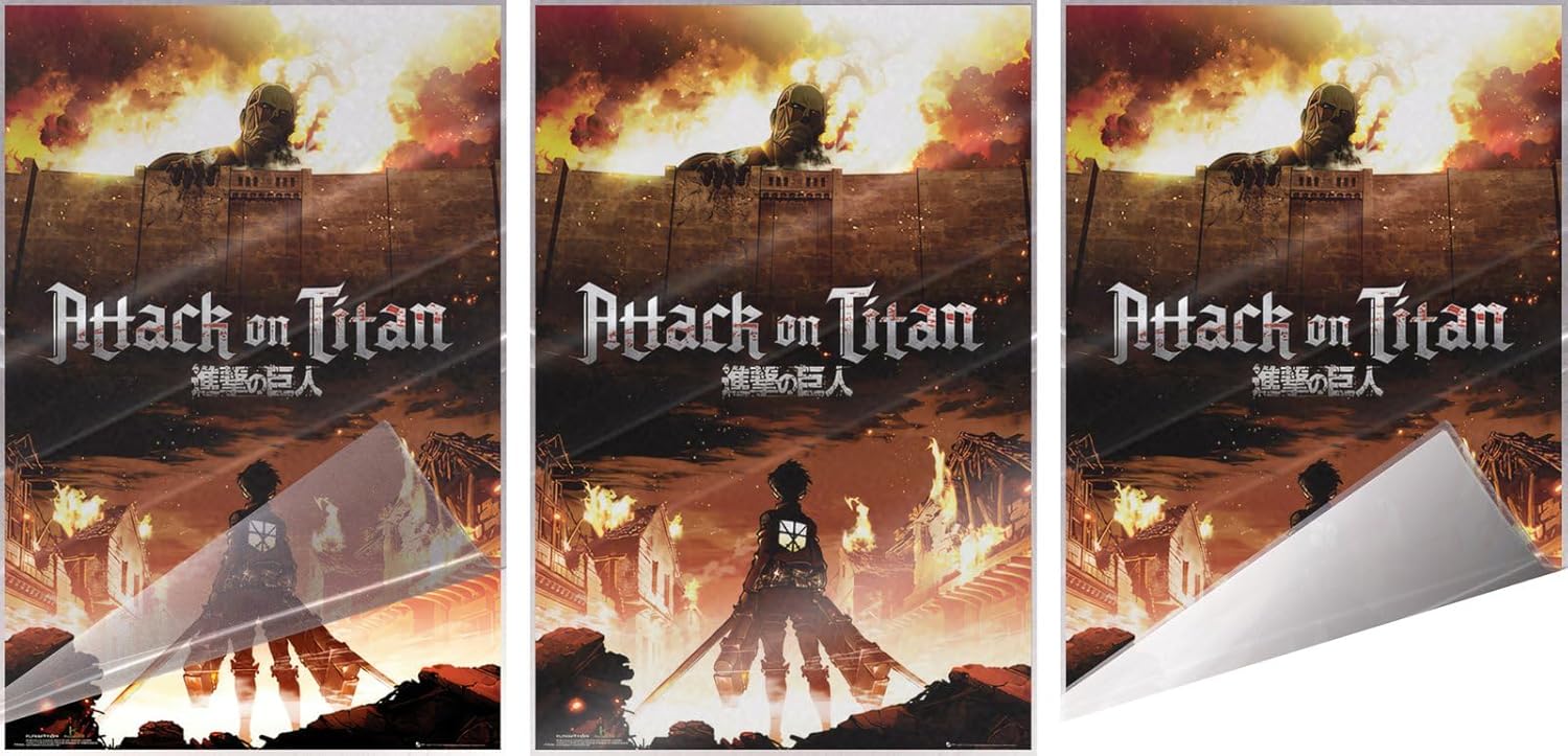 POSTER STOP ONLINE Attack on Titan - Anime TV Show Poster (Regular Style - Key Art) (Shingeki No Kyojin) (Size: 24" x 36") (Laminated Poster & Strips)