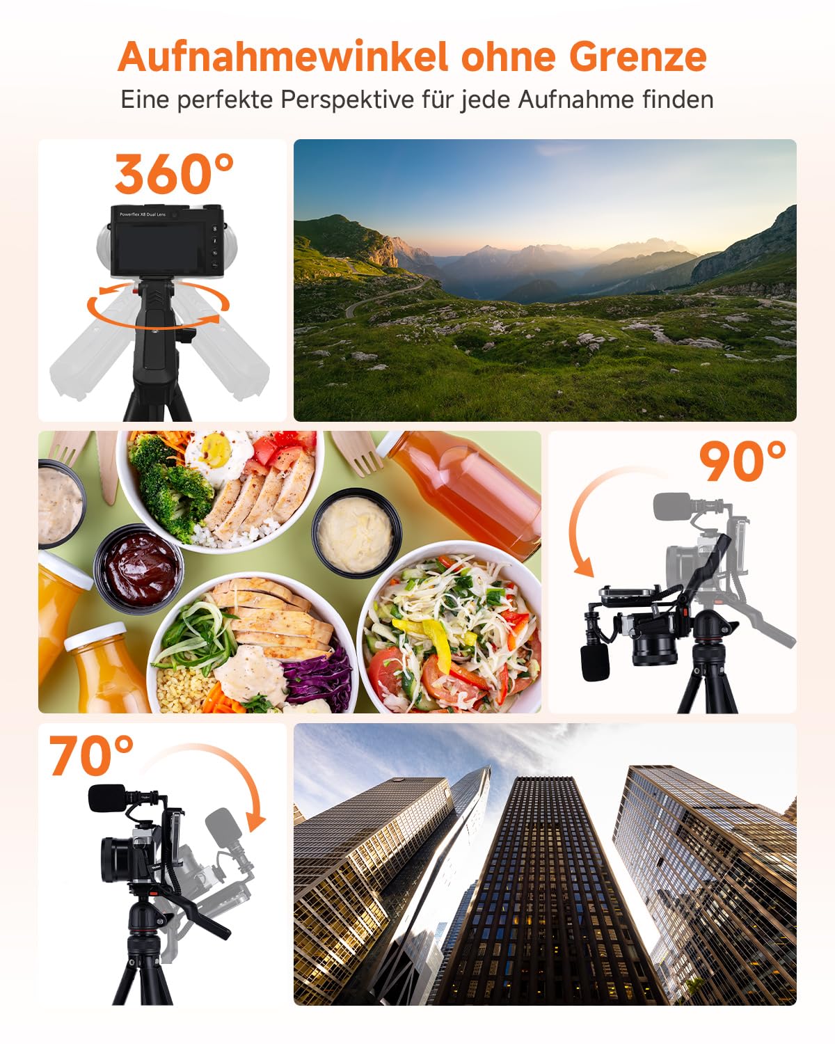 Rollei Compact Creator Stativ Kamera, 152cm Reisestativ aus Aluminium Leicht & Platzsparend Fotostativ mit Integrierte Handy-Halterung & Fernauslöser für DSLR & Handy, Kamera-Stativ-Reisestativ-Tripod