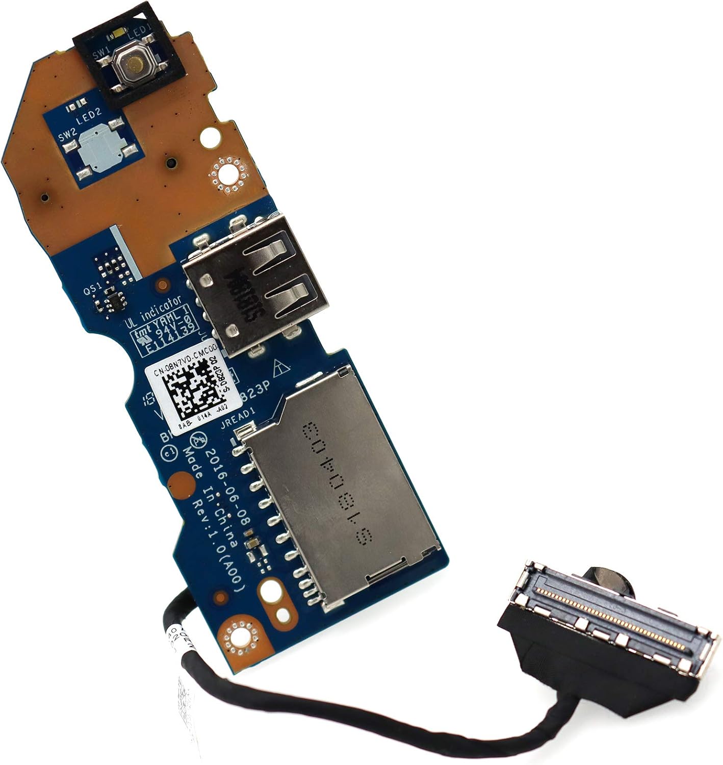 Deal4GO Power Button Board SD Card Reader USB IO Board LS-D823P 8N7VD 08N7VD Replacement for Dell Inspiron 15 7460 7472