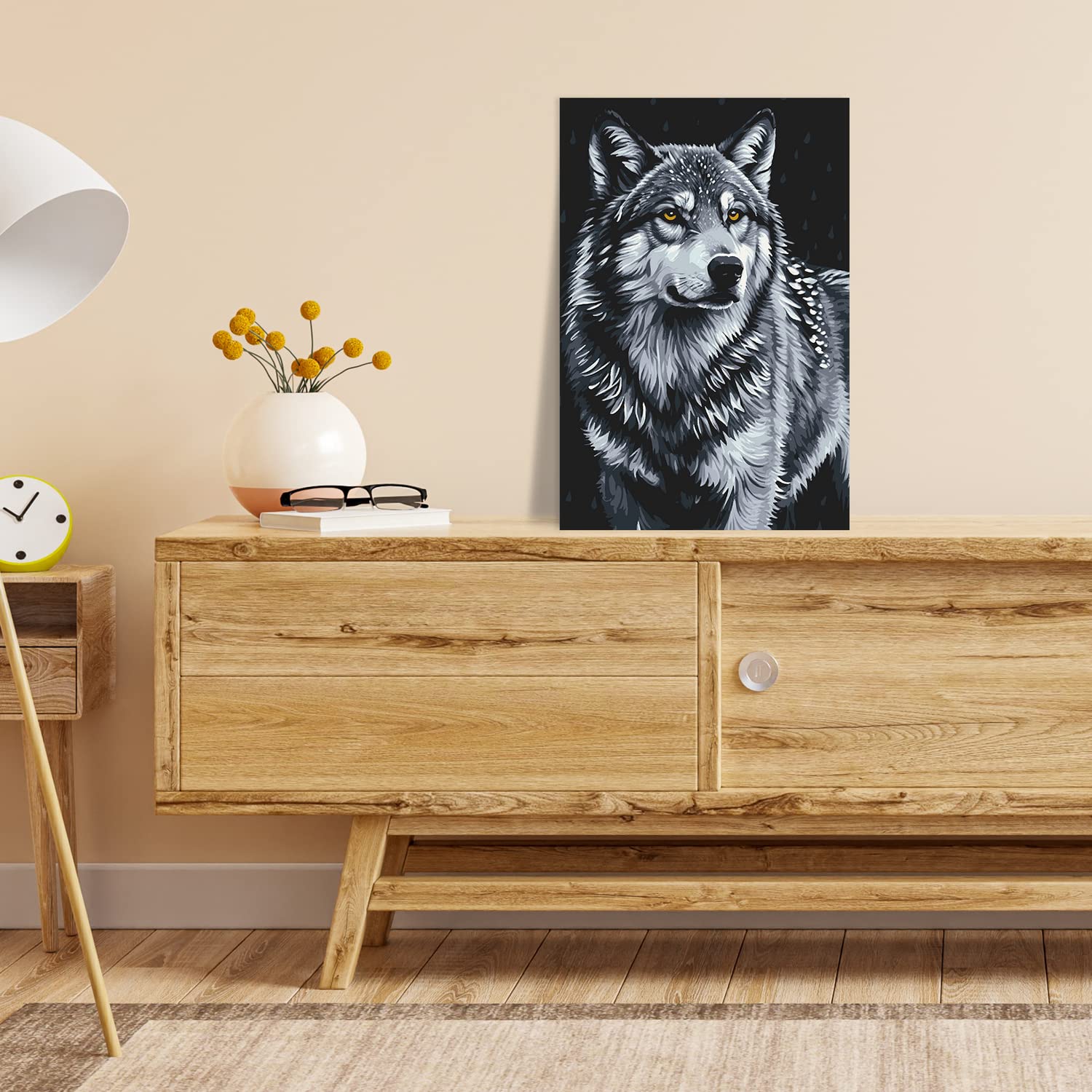 Malen nach Zahlen Erwachsene - Wolf Wolfram 90 x 60 cm groß XL Premium-Malset ohne Rahmen, Hergestellt in unserer Produktion in Deutschland, Kreative