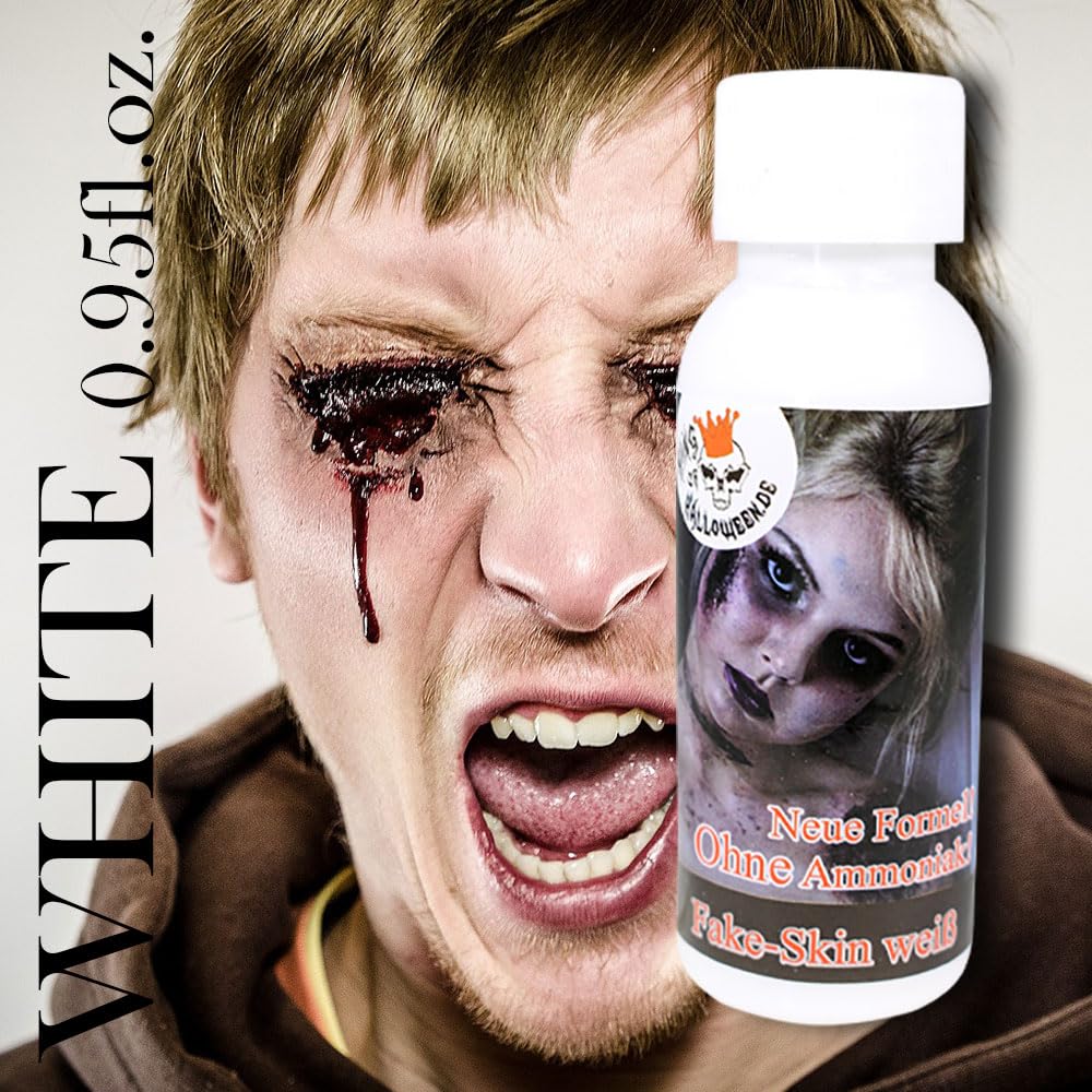 King of Halloween płynne mleczko lateksowe, bezzapachowe, przezroczyste, 28,3 ml, sztuczna skóra, makijaż na Halloween, zombie, rany + blizny