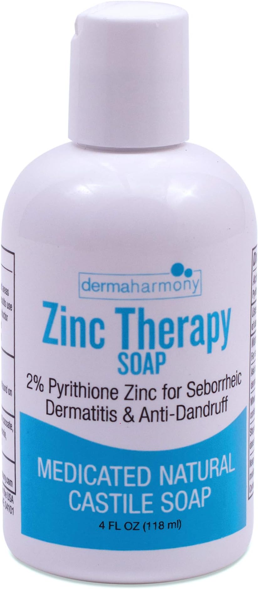 DermaHarmony 2% Pyrithione Zinc (ZnP) Liquid Castile Soap (4 Fl Oz Bottle)