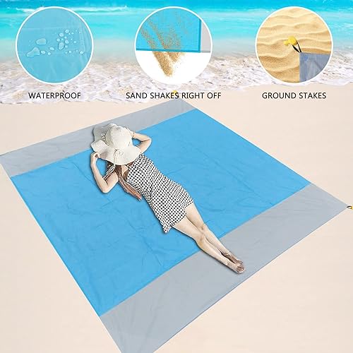 Miniatura 2 de KUCLUD - Manta de playa de 10 x 9 pies sin arena manta de playa extra grande impermeable manta de playa a prueba de arena para 4-12 personas manta