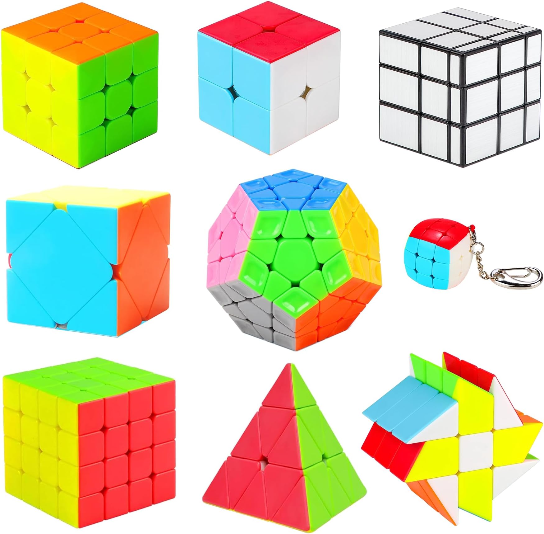 Coolzon 3-Pack 4x4 Pyraminx Megaminx Cube Set, Fast & Smooth Magic Cube for Kids, Ages 14+