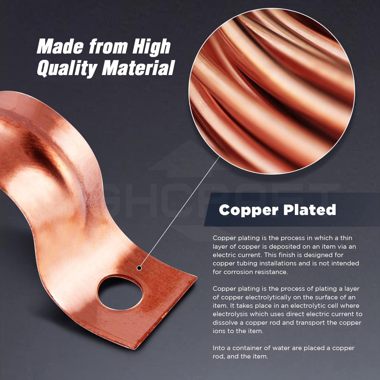 Highcraft QQT-TD34-100 Two-Hole Copper Pipe Strap U Bracket, 3/4 Inch-100 Pack