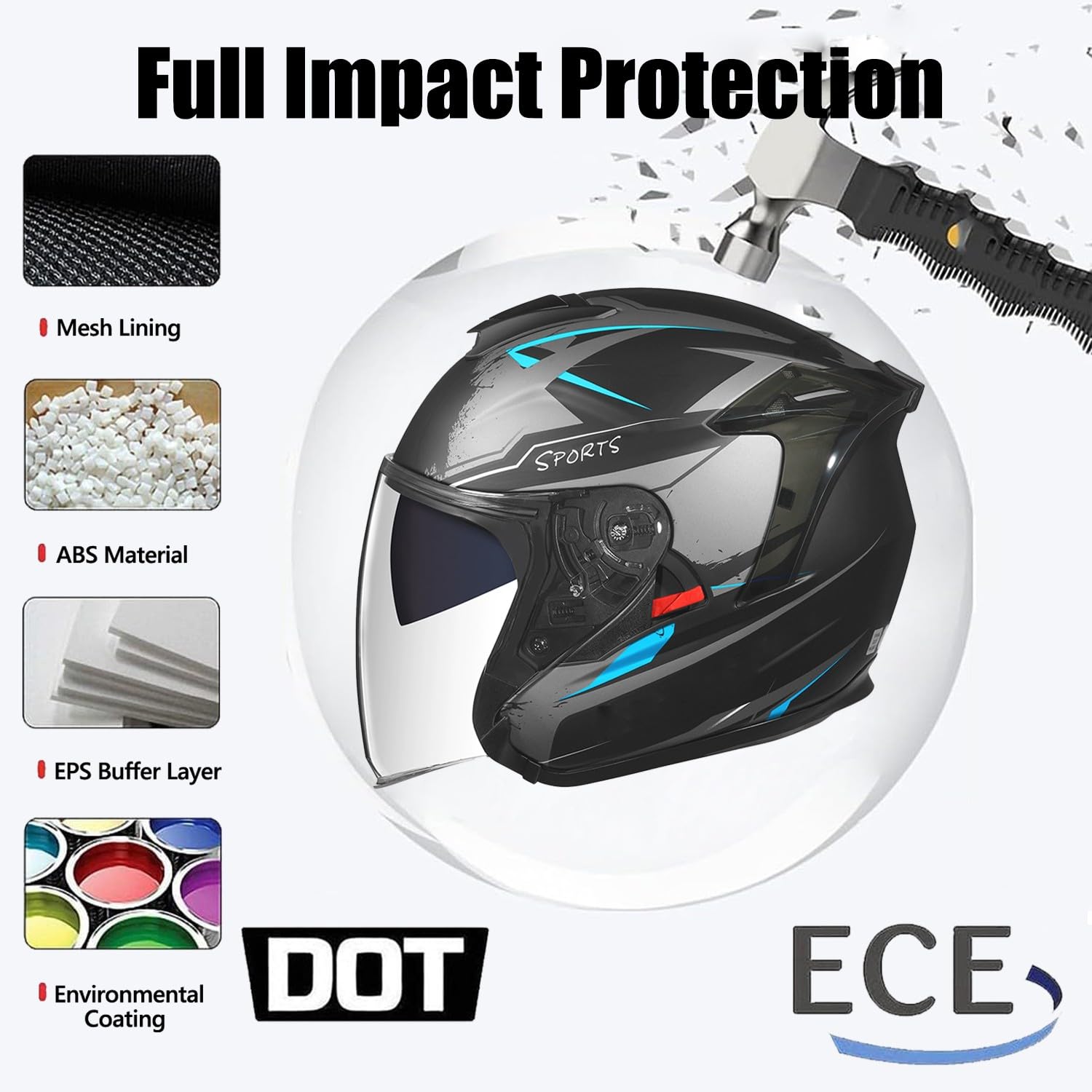 Cascos de Moto Abierto Vintage con Visera Casco Motocicleta Jet ECEDOT Homologado Cascos Half-Helmet 3/4 Medio Cascos Protectores para Hombres Y Mujeres Cascos Scooter Cruiser