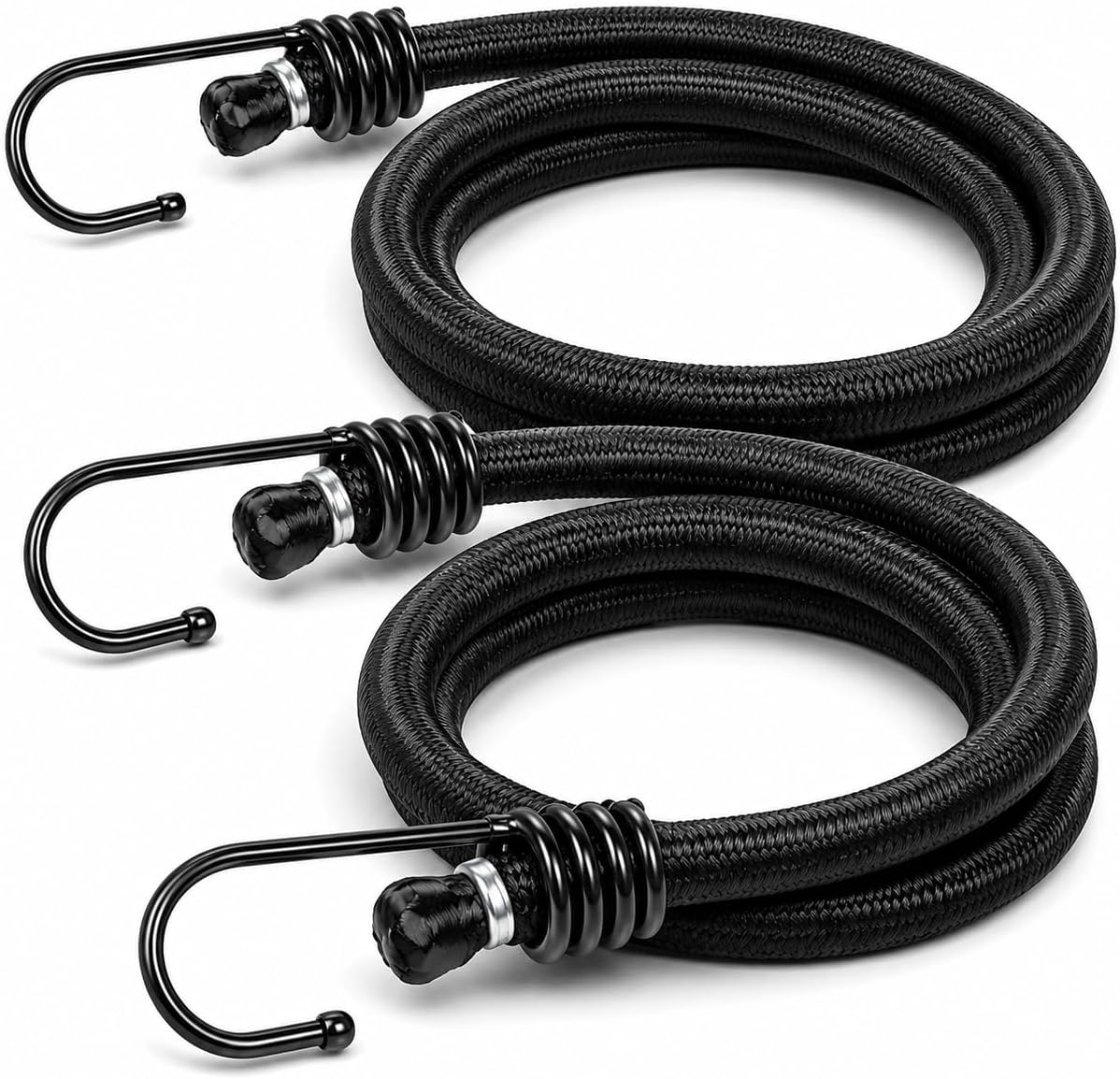 M-Tac Cuerda elástica resistente con ganchos de metal – Correas elásticas de amarre de 40 pulgadas para carga, lonas, bicicletas, motocicletas y equipo de camping, núcleo de látex duradero con chaqueta de nailon trenzado, paquete de 2