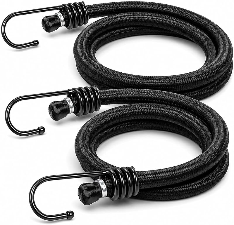 M-Tac Cuerda elástica resistente con ganchos de metal – Correas elásticas de amarre de 40 pulgadas para carga, lonas, bicicletas, motocicletas y equipo de camping, núcleo de látex duradero con campera de nailon trenzado, paquete de 2