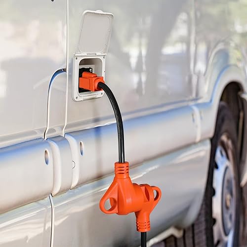 Miniatura 5 de Ficstar Adaptador RV de 30 amperios a 110 voltios, cable adaptador de RV de 12 pulgadas, adaptador de corriente eléctrica NEMA 5-15P a NEMA TT-30R,
