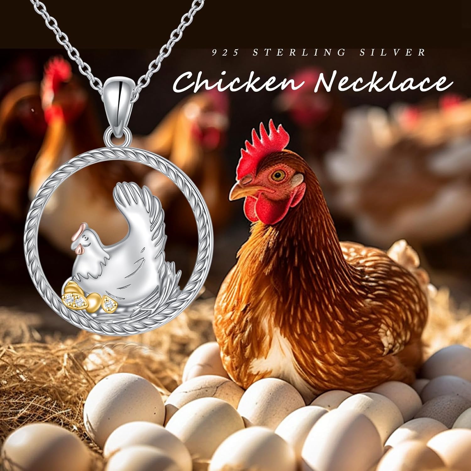 Alphm 925 Sterling Silver Chicken Capybara Raccoon Highland Cow Axolotl Necklace Cute Animal Necklace Jewelry for Women - Image 5