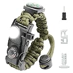 NVioAsport 20 in 1 Paracord Bracelet, Adjustable Gear Kit with SOS LED Light, Fire Starter, Bigger Compass, Survival Whistle, Perfect for Camping, Hiking, Fishing, Survival Bracelet