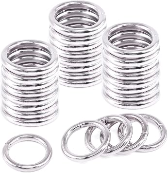 60 Pcs 5/8 Inch Silver Heavy Duty Metal O Ring, 3mm Thick Webbing Buckle Loop Ring, Multi-Purpose Clasps Buckles Round Rings for Craft DIY Accessories 16mm