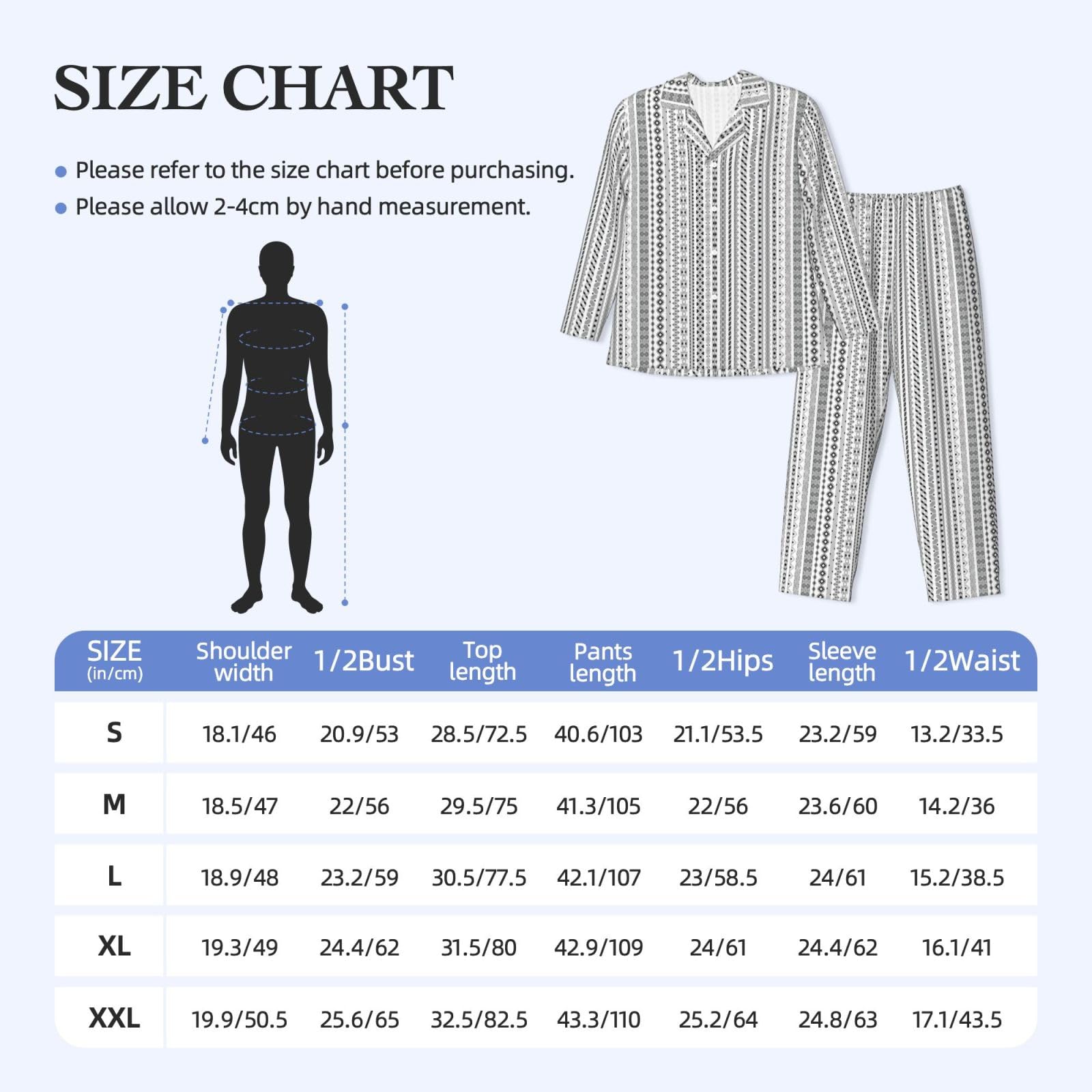 Boho Triangolo Strisce Stampa Uomo Manica Lunga Pigiama Set Pigiameria Due Pezzi Casa Viaggio Outfit Lounge Pantaloni