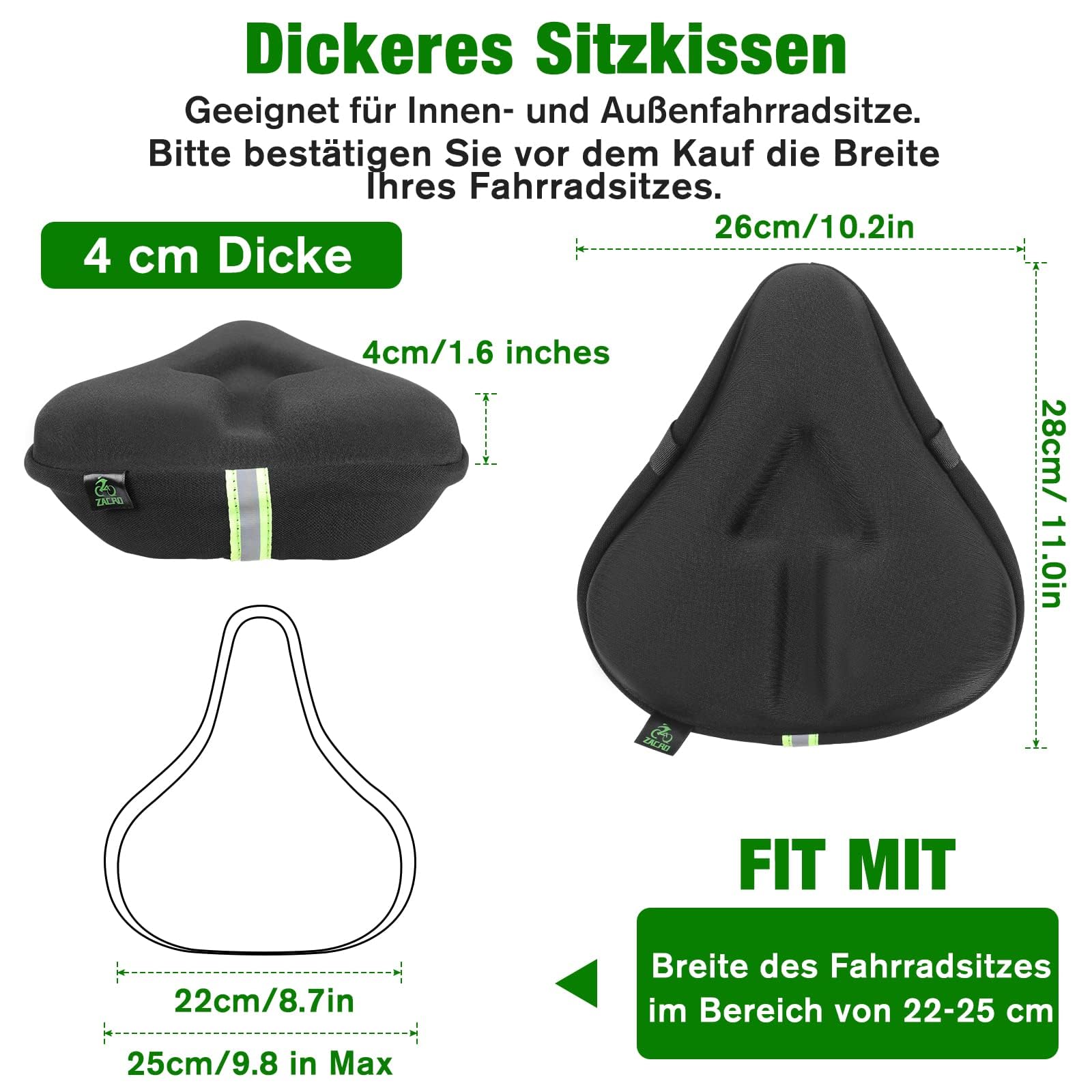 Coussin de selle de vélo Zacro - Housse de selle de vélo rembourrée de